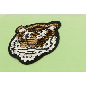 ODM 3D Embroidery Patches Hotmelt Adhesive Heat Transfer Tiger Patterned