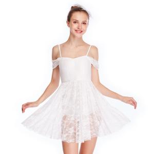 Pure White Dance Competition Costumes Backless Necklace Sweetheart Dance Dresses