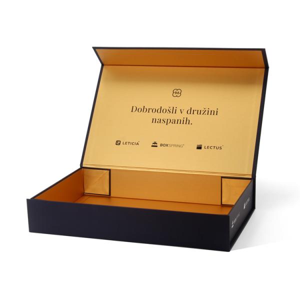 Buy Custom Rigid Magnetic Closure Luxury Foldable Black Gift Box Packaging at wholesale prices