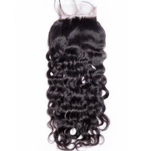 Quality 4 X 4 Water Wave Human Hair Swiss Lace Closure Malaysian Hair Extensions for sale