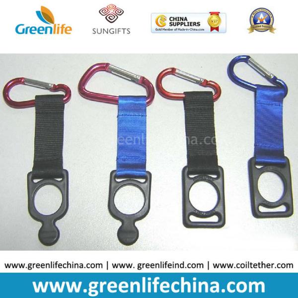 Buy Colorful aluminum high quality carabiner hooks D shape&gourd shape hooks w/black bottle holder at wholesale prices