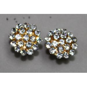 2013 wholesale goloden rhinestone flower clip-on earrings / metal casting