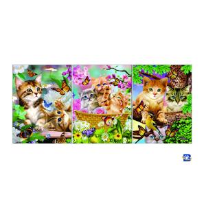 Wall Art 3D Lenticular Picture Flip Cute Cats And Dolphins With 12X17 Inches
