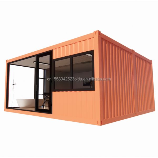 Affordable 20ft or 40ft Portable Light Steel Flat Roof Container Prefab Studio Home House with Customized Color