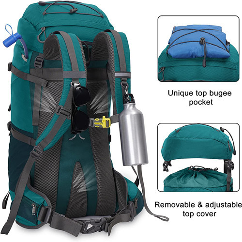 Water Resistant Men Travel Hiking Backpack 50L With Rain Cover