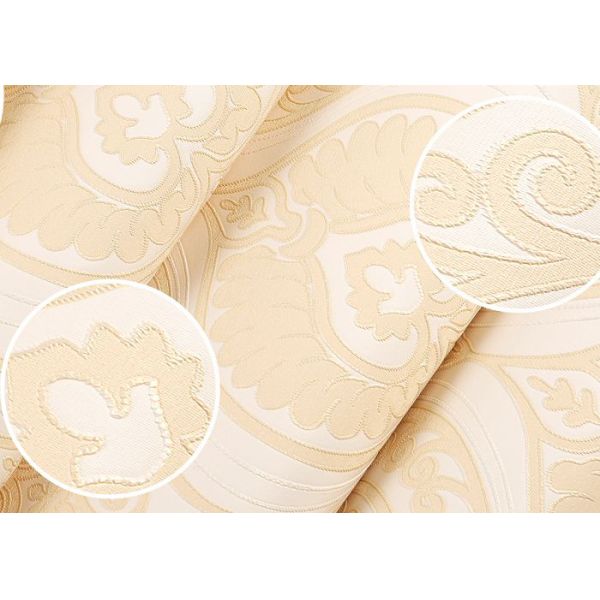 Yellow European Classical Style Wallpaper , Interiors Europe Wallpaper For Home Decor