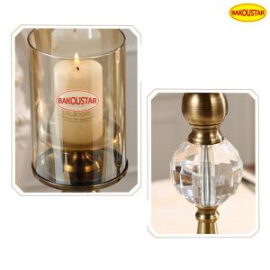 Eco Friendly Nordic Style Glass Candlestick With Metal Column