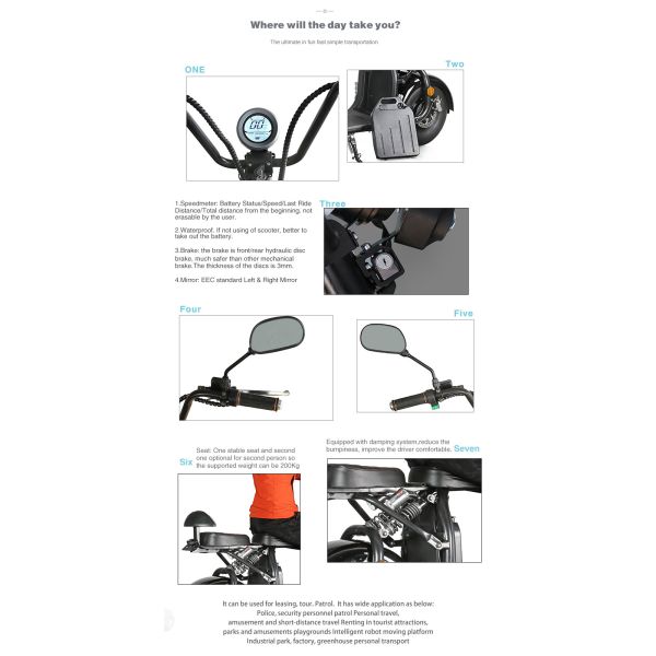 60V 18 Inch Adult Two Wheeler Electric Scooter Two Wheeled Standing Scooter