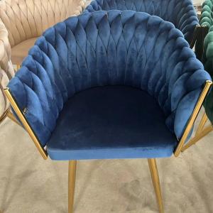Modern Velvet Upholstered Dining Chair with Gold Metal Legs