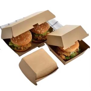 Customized Disposable Corrugated Cardboard Fast Food Packaging Burger Box for