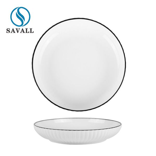 Buy Vertical Stripes Ceramic Nordic Simplicity 5 Inch Porcelain Plates at wholesale prices