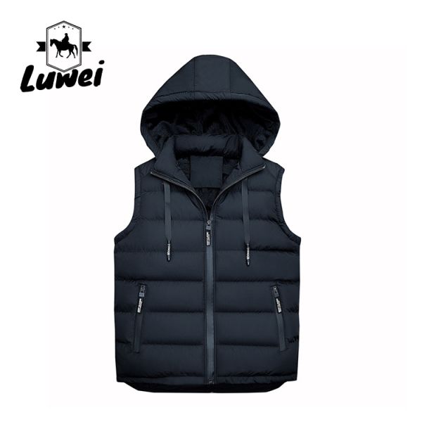 Wholesale High Quality Customization Sleeveless Utility Cotton Hooded Man Oversized Knit Down Vest For Men Sale