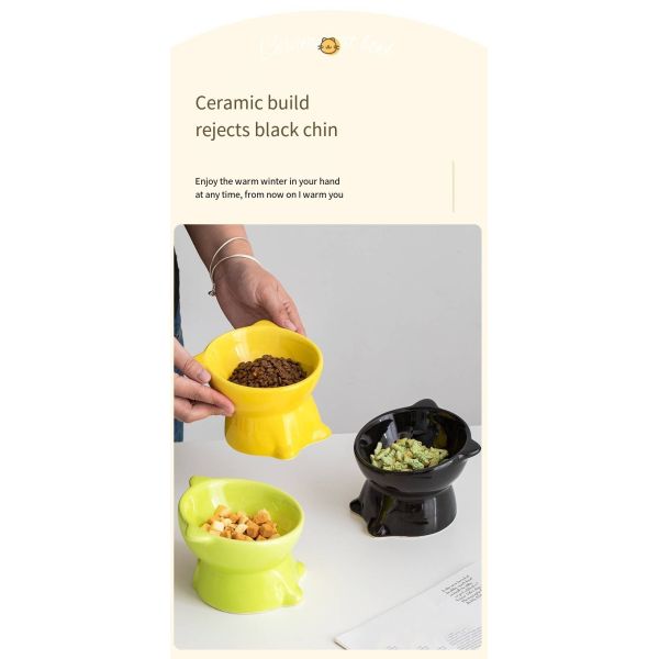 Pet Neck Guard Ceramic Elevated Cat Bowl Foot Diagonal Dog Bowl To Prevent Spilling Water And Food Bowl