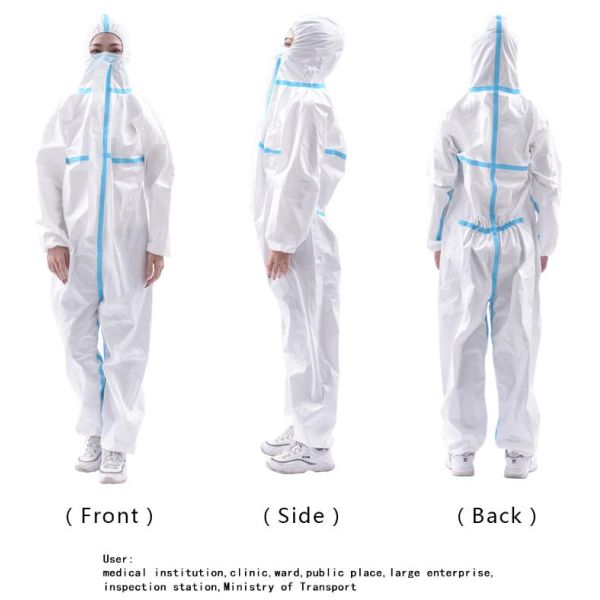 Non Sterile Disposable Isolation Gown , White Color Disposable Protective Suit
