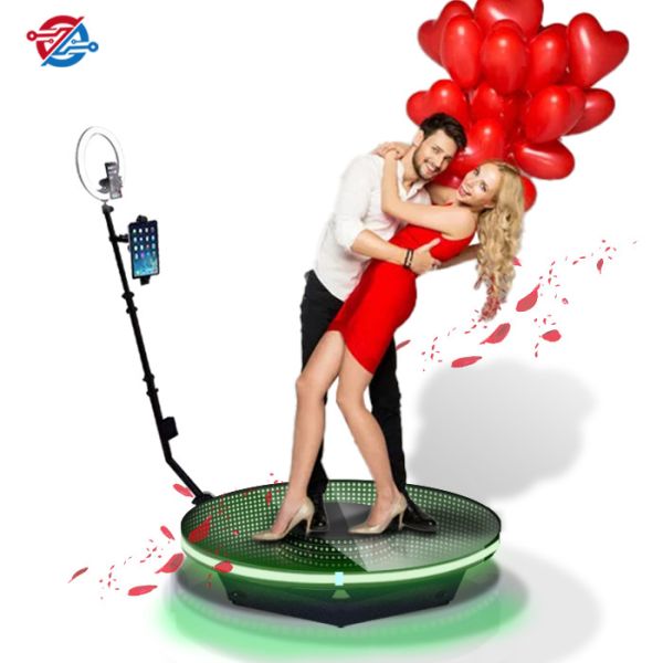 4 Person 360 Rotating Photo Booth With Led Light Phone Ipad Camera Holder