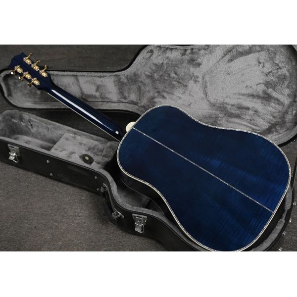 Custom Gibson Style Solid Adirondack Spruce Top Solid Tiger Maple Back Side J-45 Acoustic Guitar in Blue