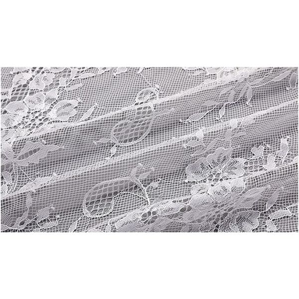 Nylon Mesh Eyelet White Chantilly Eyelash Lace Fabric For Bridal