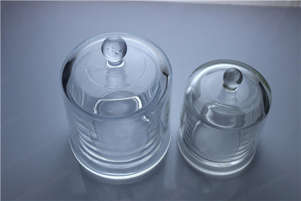 high quality glass candle container with glass cover
