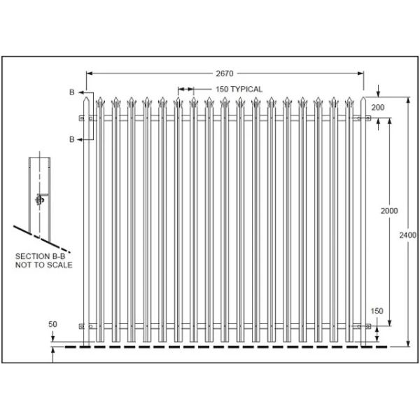 Hot dipped Galvanized Palisade fencing