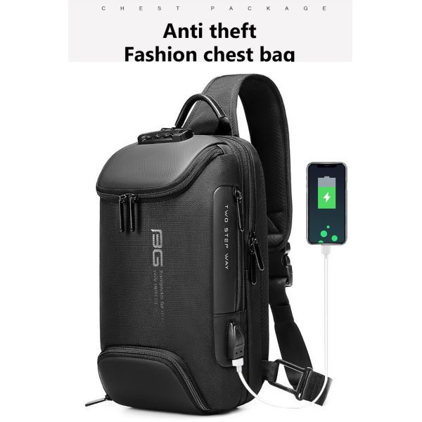 Lightweight Large Black Mens Sling Bag Guard Against Theft Durable