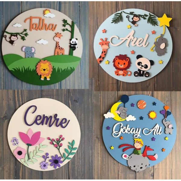 Name Sign Kids Room Door Decor Safari Animal Nursery Wall Light Nursery Lighting Kids Room Decor Lamp Room Lamp for Kids