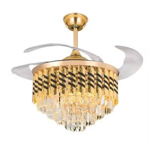 Wholesale Modern Black LED Chandelier Fan Light Retractable Remote Control