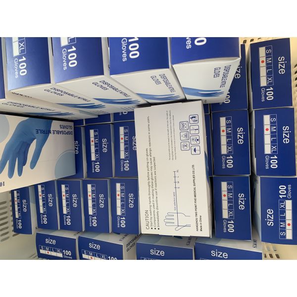 Anti-Bacterial Nitrile Disposable Protective Gloves Blue Powder Free 100 Pcs Box