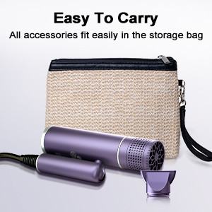 1600W Powerful Blow Dryer , Foldable Travel Hair Dryer With Styling Nozzle Diffuser