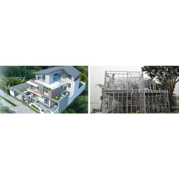 Prefabricated Villa Design Steel Frame House Villa With Garage Light Steel Structure Precast Home For Vacation