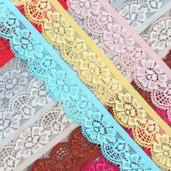 4.5cm white and colored lace trim ribbon embroidery with flowers