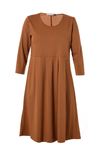 Buy Long Sleeve Knitted Ladies Plus Size Dresses In Black Or Sandy Brown For Autumn at wholesale prices