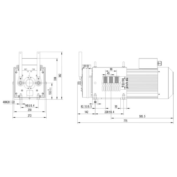 Load 1000kg Gearless Elevator Traction Machine for Elevator Parts