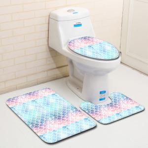 Fish Scale Bathroom Toilet Mat Set Non Slip 3 Piece Bath Mat