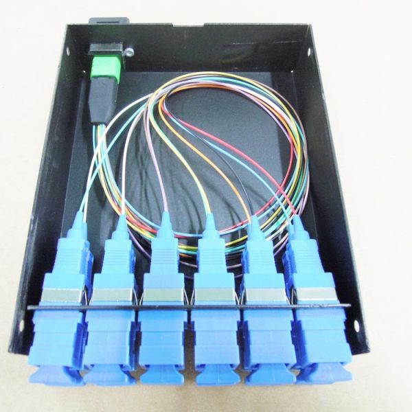 MPO-SC MPO panel Simglemode 0.9mm 12 port Cold Rolled Steel Sheet MPO Cassette