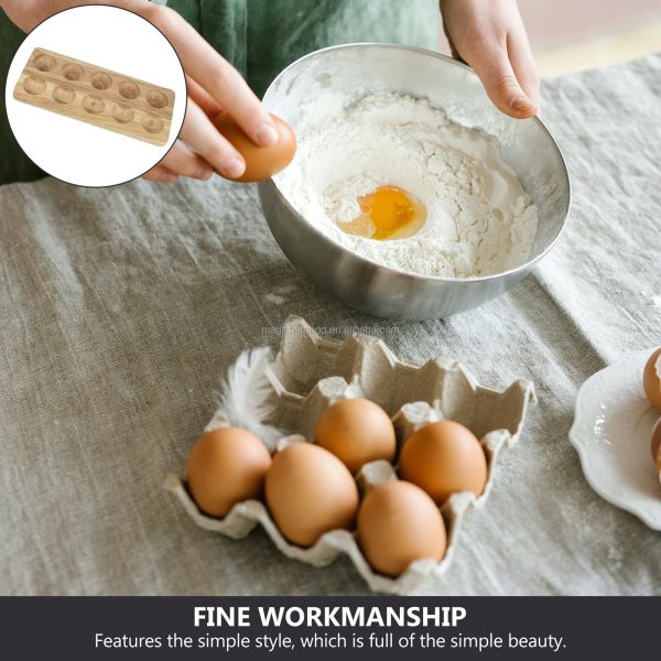 Home Kitchen Bamboo Egg Protection Safe Storage Rack Countertop Fridge Storage Display Rack