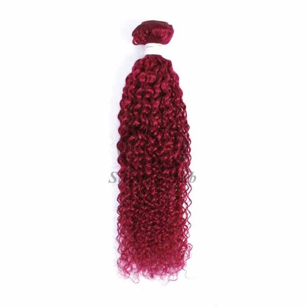 Burgundy Kinky Curly Remy Human Hair Bundles Sew In Weave Bundles Brazilian Bundle Deals