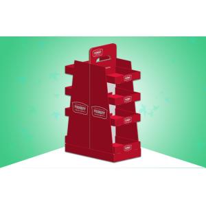 Red POS Cardboard Advertising Displays 2 Sided Four Shelf Large Space Stable