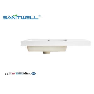 Left Side SWF750L Unique Design Stone Basins Glossy White Rectangle Shape Semi