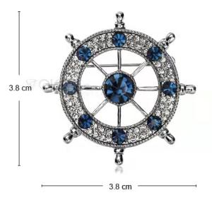 Round Rudde Fashion Brooch Pin Silver Inlaid Diamond Alloy Copper Material