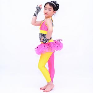 Jazz Tap Costumes Polka Dot Tutu Skirt Attached Pants Sequin Vest With Zebra