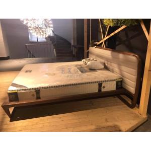 Designer Furniture Modern Leather Oak Wood Bed