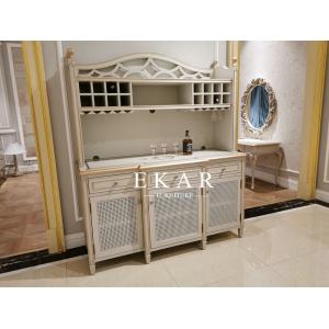 Gray Antique Design Dining Room Sideboard Carved Wooden Cupboard