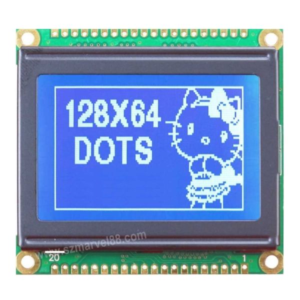 M12864E2-B3, 12864 Graphics LCD Module, 128 x 64 dot-matrix Display, STN BLUE,