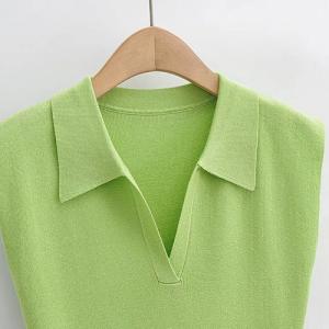 Fashionable Style Polo Neck Buttock Skirt Open Knit Short Dress For Women