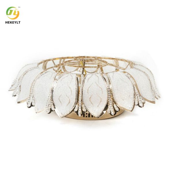 Classic Luxury Gold Modern Led Crystal Ceiling Lamp E14 Bulb Base