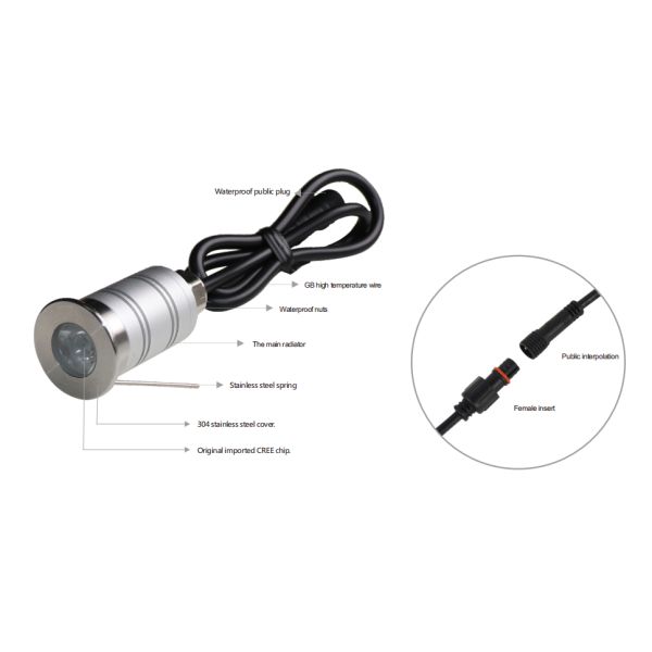 DC12V-24V LED Condensing Ground Lamp 1W Waterproof Aluminum RGB Outdoor Led Stair Lights