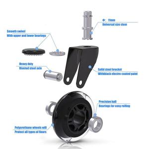 3 Inches PU Casters Wheel Swivel Furniture Grip Ring Stem Castors