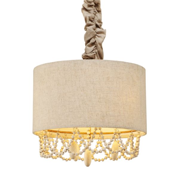 Wood sphere pendant light with Frabic Lampshade (WH-CI-41)