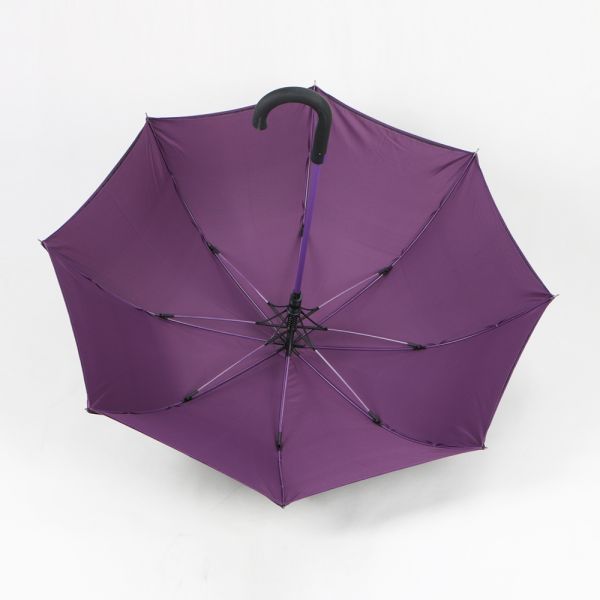 Double Canopy Golf Style Umbrella , Black Umbrella With Hook Handle Custom Logo