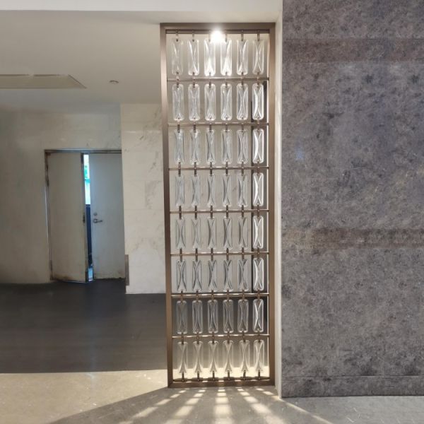 Buy Crystal Glass Stainless Steel Room Partition Customized Size at wholesale prices